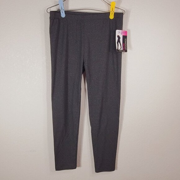 Skylee Collection Fleece-Lined Plus Size Leggings Dark Gray Stretchy & Comfy - Picture 1 of 8